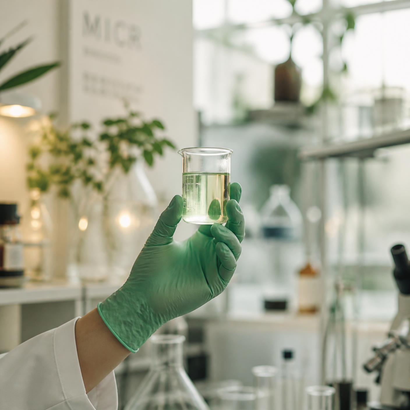 Chemist evaluating a formulation sample